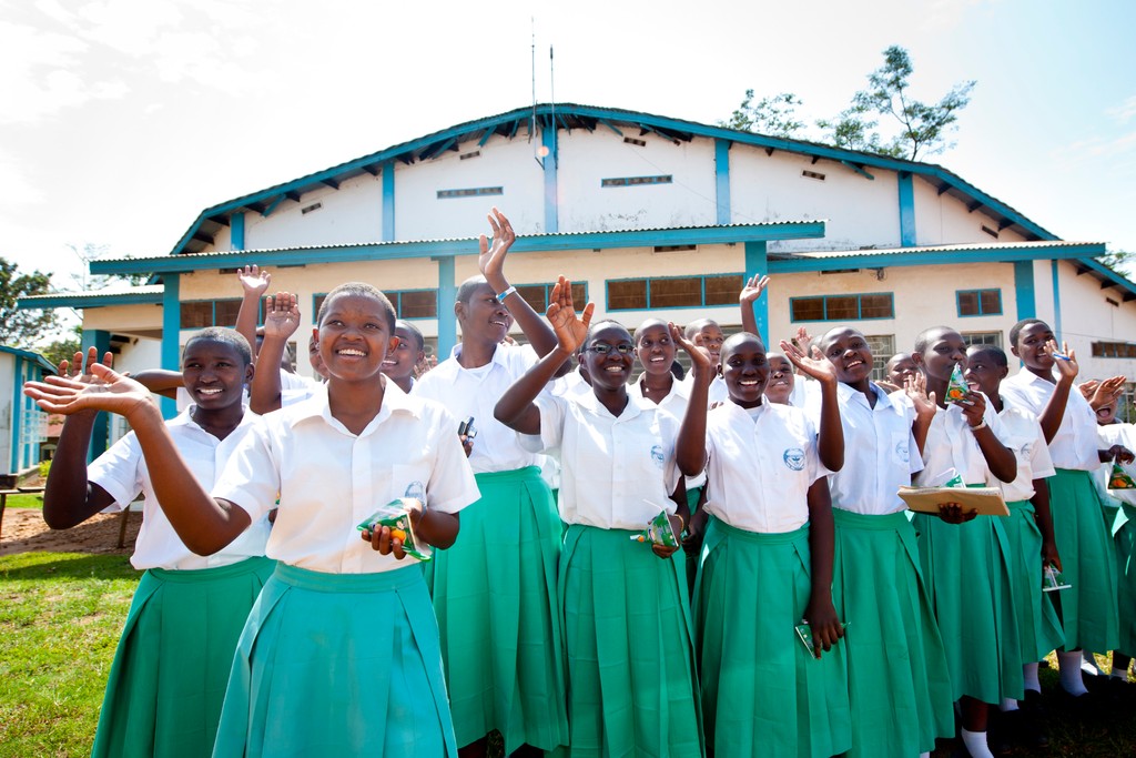 Pupils from the Hekima Girls Secondary School in Bukoba, Tanzania. The school has benefitted from Fairtrade premium money raised through the Kagera Co-Operative Union.